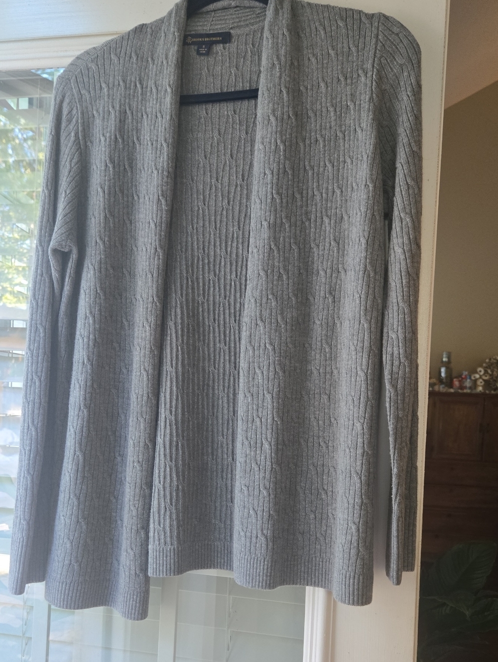 Brooks Brothers Gray Cable-Knit Open Cardigan